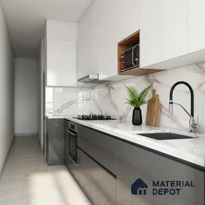 Marble Look Wall & Floor Tile TL 08985 | Glossy Finish 4 ft x 2 ft Vitrified Tile - 9 mm | Suitable For Kitchen, Bathroom, Bedroom & Office