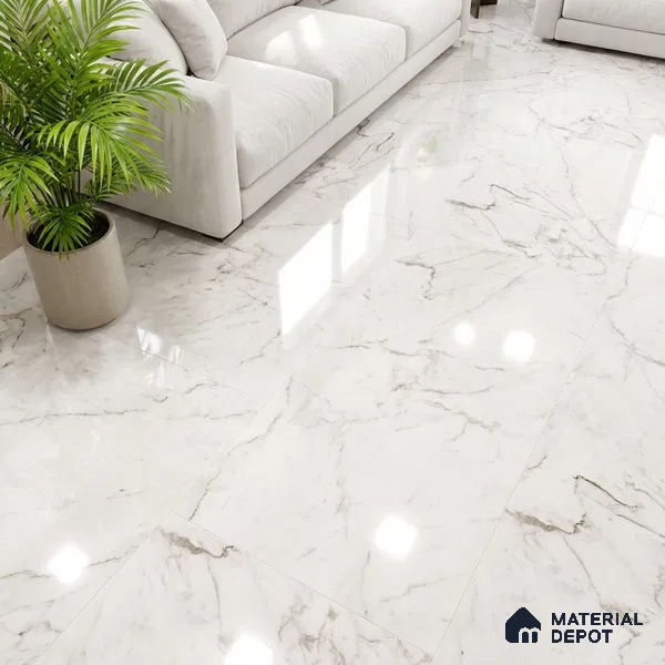 Marble Look Wall & Floor Tile TL 08987 | Glossy Finish 4 ft x 2 ft Vitrified Tile - 9 mm | Suitable For Kitchen, Bathroom, Bedroom & Office