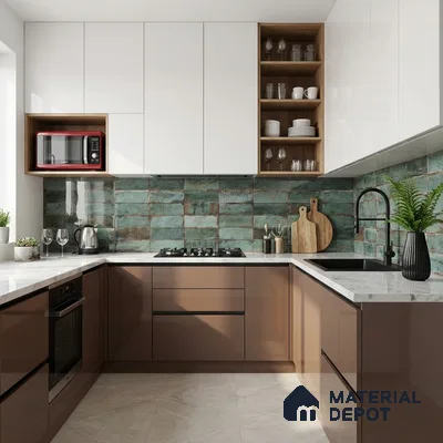 Faux Subway Look Wall & Floor Tile TL 08989 | Glossy Finish 4 ft x 2 ft Vitrified Tile - 9 mm | Suitable For Kitchen, Bathroom & Dining Area