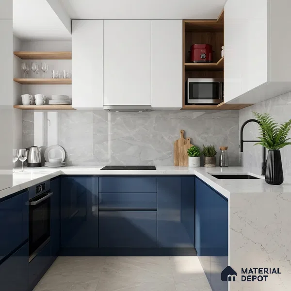 Marble Look Wall & Floor Tile TL 08990 | Glossy Finish 4 ft x 2 ft Vitrified Tile - 9 mm | Suitable For Kitchen, Bathroom, Bedroom & Office