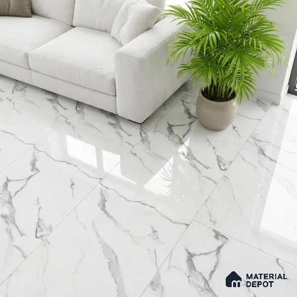 Marble Look Wall & Floor Tile TL 08995 | Glossy Finish 4 ft x 2 ft Vitrified Tile - 9 mm | Suitable For Kitchen, Bathroom, Bedroom & Office
