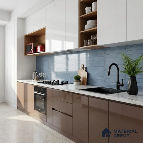Faux Subway Look Wall & Floor Tile TL 08998 | Glossy Finish 4 ft x 2 ft Vitrified Tile - 9 mm | Suitable For Kitchen, Bathroom & Dining Area