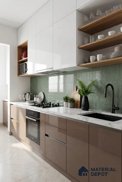 Faux Subway Look Wall & Floor Tile TL 08999 | Glossy Finish 4 ft x 2 ft Vitrified Tile - 9 mm | Suitable For Kitchen, Bathroom & Dining Area