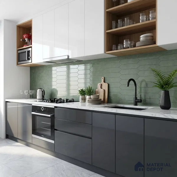 Faux Subway Look Wall & Floor Tile TL 08999 | Glossy Finish 4 ft x 2 ft Vitrified Tile - 9 mm | Suitable For Kitchen, Bathroom & Dining Area