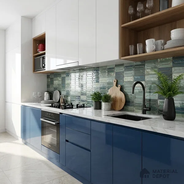 Faux Subway Look Wall & Floor Tile TL 09000 | Glossy Finish 4 ft x 2 ft Vitrified Tile - 9 mm | Suitable For Kitchen, Bathroom & Dining Area