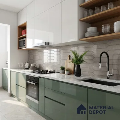 Faux Subway Look Wall & Floor Tile TL 09002 | Glossy Finish 4 ft x 2 ft Vitrified Tile - 9 mm | Suitable For Kitchen, Bathroom & Dining Area