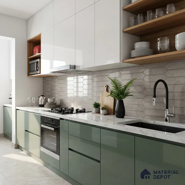 Faux Subway Look Wall & Floor Tile TL 09002 | Glossy Finish 4 ft x 2 ft Vitrified Tile - 9 mm | Suitable For Kitchen, Bathroom & Dining Area