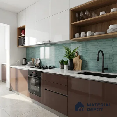 Faux Subway Look Wall & Floor Tile TL 09003 | Glossy Finish 4 ft x 2 ft Vitrified Tile - 9 mm | Suitable For Kitchen, Bathroom & Dining Area
