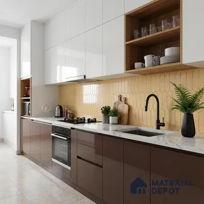 Faux Subway Look Wall & Floor Tile TL 09004 | Glossy Finish 4 ft x 2 ft Vitrified Tile - 9 mm | Suitable For Kitchen, Bathroom & Dining Area