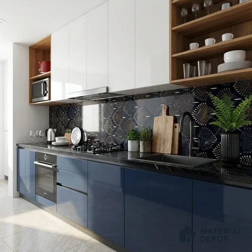 Patterned Look Wall & Floor Tile TL 09008 | Glossy Finish 4 ft x 2 ft Vitrified Tile - 9 mm | Suitable For Kitchen, Bathroom, Bedroom & Office