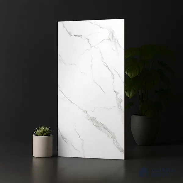 Marble Calacatta Wall & Floor Tile TL 09016 Off-White 4 ft x 2 ft Matte Finish Vitrified Tile - 9 mm | Suitable For Living Room, Bedroom, Kitchen