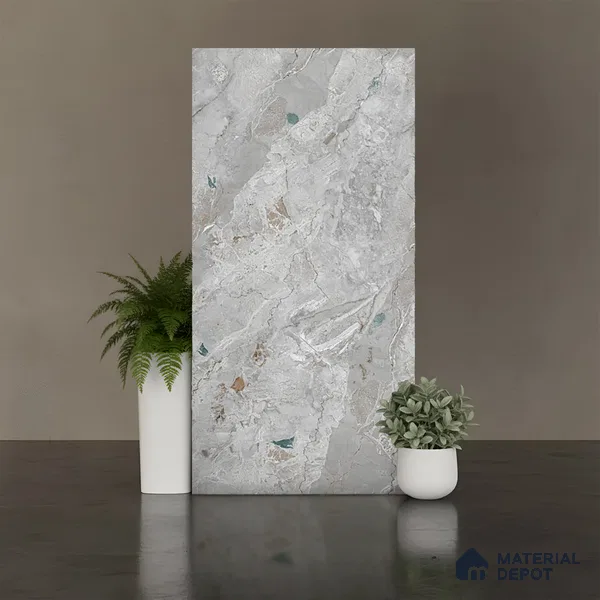 Marble Tundra Grey Wall & Floor Tile TL 09017 Light Grey 4 ft x 2 ft Matte Finish Vitrified Tile - 9 mm | Suitable For Living Room, Bedroom, Kitchen