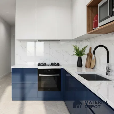 Marble Look Wall & Floor Tile TL 09031 | Glossy Finish 4 ft x 2 ft Vitrified Tile - 9 mm | Suitable For Kitchen, Bathroom, Bedroom & Office