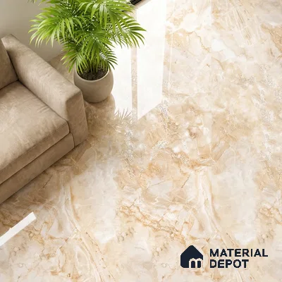 Marble Look Wall & Floor Tile TL 09034 | Glossy Finish 4 ft x 2 ft Vitrified Tile - 9 mm | Suitable For Kitchen, Bathroom, Bedroom & Office