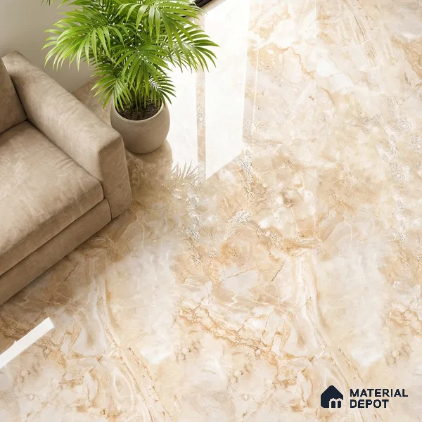 Marble Look Wall & Floor Tile TL 09034 | Glossy Finish 4 ft x 2 ft Vitrified Tile - 9 mm | Suitable For Kitchen, Bathroom, Bedroom & Office