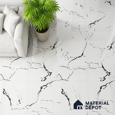 Marble Look Wall & Floor Tile TL 09036 | Glossy Finish 4 ft x 2 ft Vitrified Tile - 9 mm | Suitable For Kitchen, Bathroom, Bedroom & Office