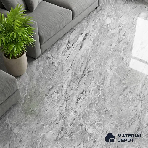 Marble Look Wall & Floor Tile TL 09037 | Glossy Finish 4 ft x 2 ft Vitrified Tile - 9 mm | Suitable For Kitchen, Bathroom, Bedroom & Office