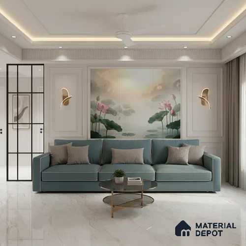 White Marble Floor & Wall Tile TL 09042 Grande Lazio Pearl Endless 6 ft x 4 ft Glossy Finish Vitrified Large Format Tile - 9 mm | Random 3 | Suitable for Living Room, Bedroom, Bathroom | Adhesive and Spacers Must be Used During Installation