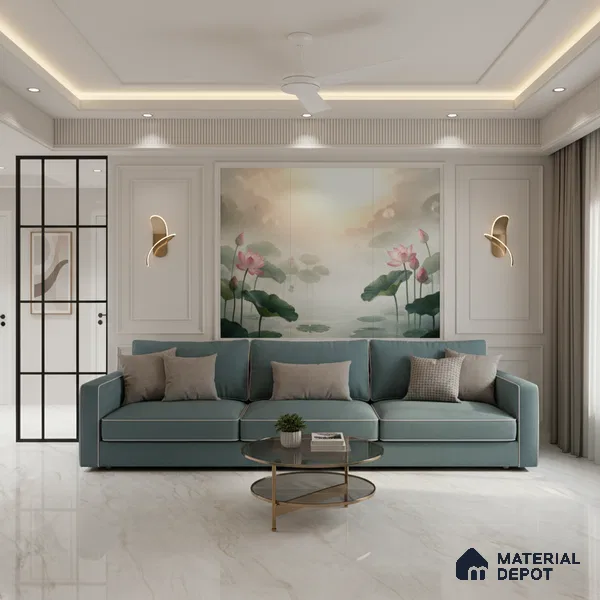 White Marble Floor & Wall Tile TL 09042 Grande Lazio Pearl Endless 6 ft x 4 ft Glossy Finish Vitrified Large Format Tile - 9 mm | Random 3 | Suitable for Living Room, Bedroom, Bathroom | Adhesive and Spacers Must be Used During Installation
