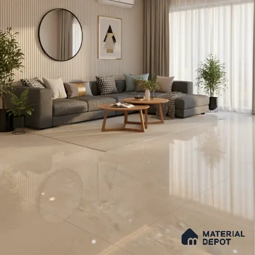 Beige Marble Floor & Wall Tile TL 09045 B Grande Imperial Beige Endless 6 ft x 4 ft Glossy Finish Vitrified Large Format Tile - 9 mm | Random 3 | Suitable for Living Room, Bedroom, Bathroom | Adhesive and Spacers Must be Used During Installation