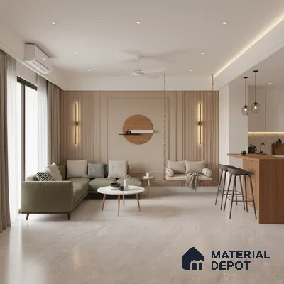 Silver Marble Floor & Wall Tile TL 09045 C Grande Imperial Silver Endless 6 ft x 4 ft Matte Finish Vitrified Large Format Tile - 9 mm | Random 3 | Suitable for Living Room, Bedroom, Bathroom | Adhesive and Spacers Must be Used During Installation