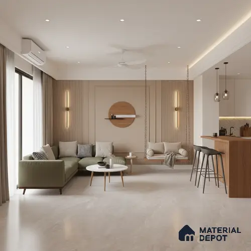 Silver Marble Floor & Wall Tile TL 09045 C Grande Imperial Silver Endless 6 ft x 4 ft Matte Finish Vitrified Large Format Tile - 9 mm | Random 3 | Suitable for Living Room, Bedroom, Bathroom | Adhesive and Spacers Must be Used During Installation