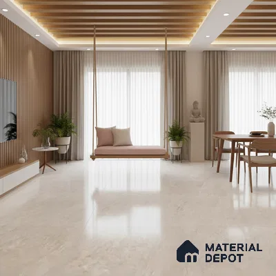 Silver Marble Floor & Wall Tile TL 09045 Grande Imperial Silver Endless 6 ft x 4 ft Glossy Finish Vitrified Large Format Tile - 9 mm | Random 3 | Suitable for Living Room, Bedroom, Bathroom | Adhesive and Spacers Must be Used During Installation