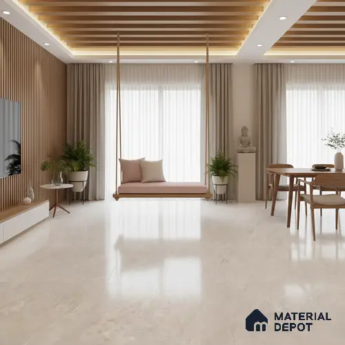 Silver Marble Floor & Wall Tile TL 09045 Grande Imperial Silver Endless 6 ft x 4 ft Glossy Finish Vitrified Large Format Tile - 9 mm | Random 3 | Suitable for Living Room, Bedroom, Bathroom | Adhesive and Spacers Must be Used During Installation