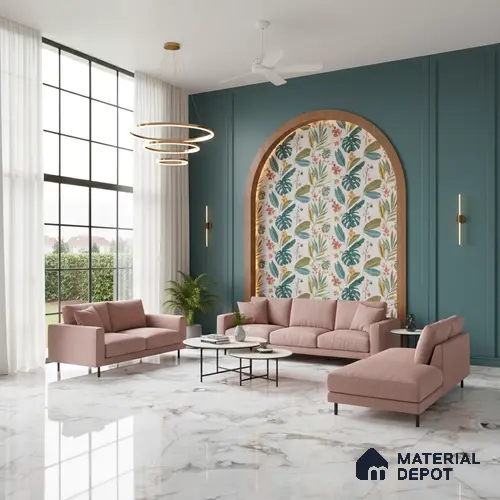 Grey Marble Floor & Wall Tile TL 09049 Grande Dolomite Grey Endless 6 ft x 4 ft Glossy Finish Vitrified Large Format Tile - 9 mm | Random 3 | Suitable for Living Room, Bedroom, Bathroom | Adhesive and Spacers Must be Used During Installation