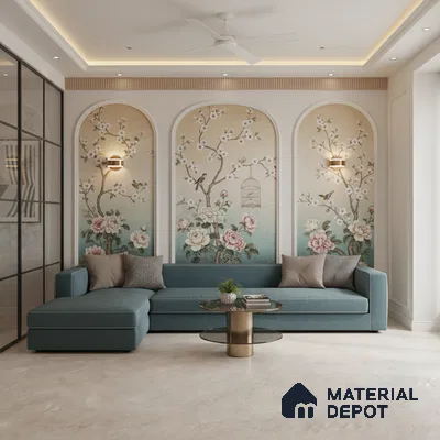 Ivory Marble Floor & Wall Tile TL 09050 Grande Delray Dove Endless 6 ft x 4 ft Matte Finish Vitrified Large Format Tile - 9 mm | Random 3 | Suitable for Living Room, Bedroom, Bathroom | Adhesive and Spacers Must be Used During Installation