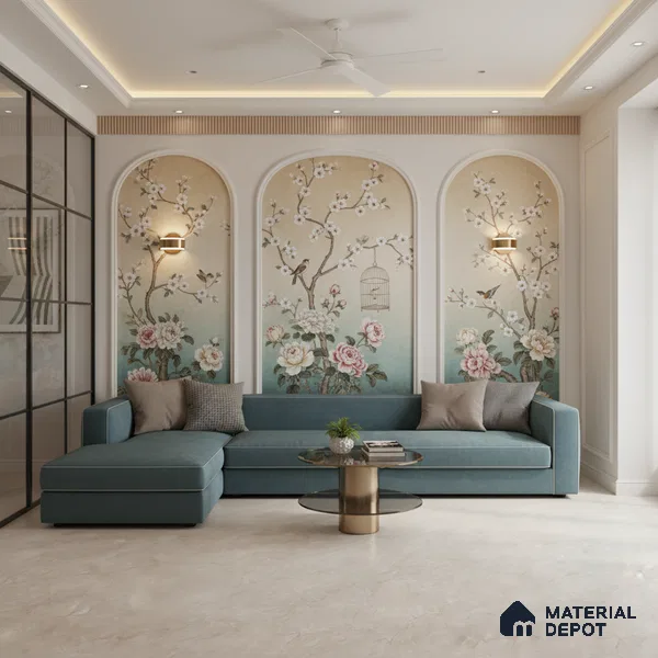 Ivory Marble Floor & Wall Tile TL 09050 Grande Delray Dove Endless 6 ft x 4 ft Matte Finish Vitrified Large Format Tile - 9 mm | Random 3 | Suitable for Living Room, Bedroom, Bathroom | Adhesive and Spacers Must be Used During Installation