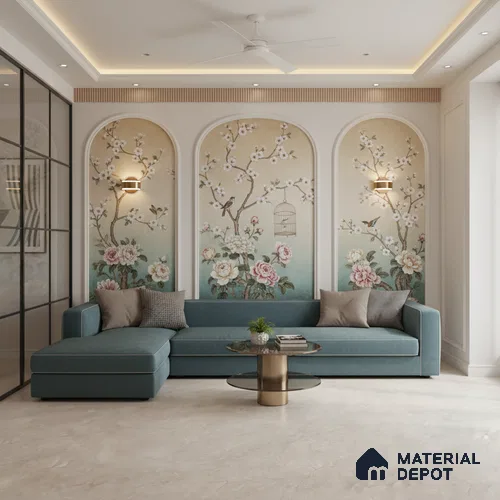 Ivory Marble Floor & Wall Tile TL 09050 Grande Delray Dove Endless 6 ft x 4 ft Matte Finish Vitrified Large Format Tile - 9 mm | Random 3 | Suitable for Living Room, Bedroom, Bathroom | Adhesive and Spacers Must be Used During Installation