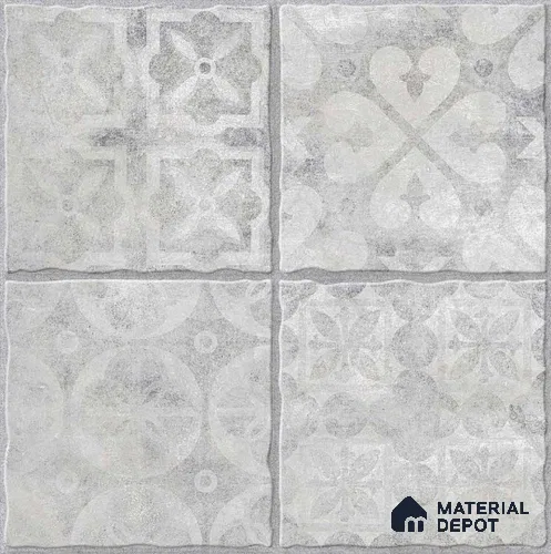 Grey Moroccan Tile TL 09062 9561 16 inch x 16 inch Vitrified Carving Matte Finish - 12 mm | | Suitable for Parking, Terrace | Pattern Alignment May Vary | 2-3 mm Spacer is Mandatory