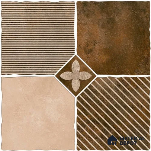 Brown Moroccan Tile TL 09064 9569 16 inch x 16 inch Vitrified Carving Matte Finish - 12 mm | | Suitable for Parking, Terrace | Pattern Alignment May Vary | 2-3 mm Spacer is Mandatory