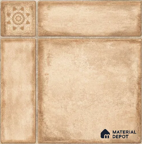 Beige Stone Tile TL 09068  91006 16 inch x 16 inch Vitrified Carving Matte Finish - 12 mm |  | Suitable for Parking, Terrace | Pattern Alignment May Vary | 2-3 mm Spacer is Mandatory