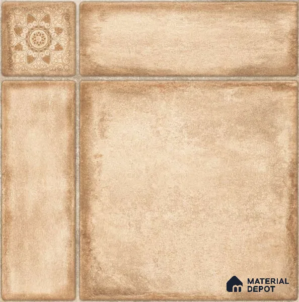 Beige Stone Tile TL 09068 91006 16 inch x 16 inch Vitrified Carving Matte Finish - 12 mm | | Suitable for Parking, Terrace | Pattern Alignment May Vary | 2-3 mm Spacer is Mandatory