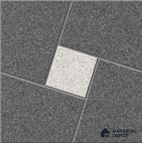Black Patterned  Tile TL 09069 B  Argon Nero 16 inch x 16 inch Vitrified Carving Matte Finish - 12 mm |  | Suitable for Parking, Terrace | Pattern Alignment May Vary | 2-3 mm Spacer is Mandatory