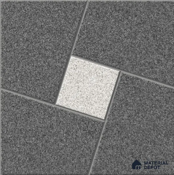 Black Patterned Tile TL 09069 B Argon Nero 16 inch x 16 inch Vitrified Carving Matte Finish - 12 mm | | Suitable for Parking, Terrace | Pattern Alignment May Vary | 2-3 mm Spacer is Mandatory