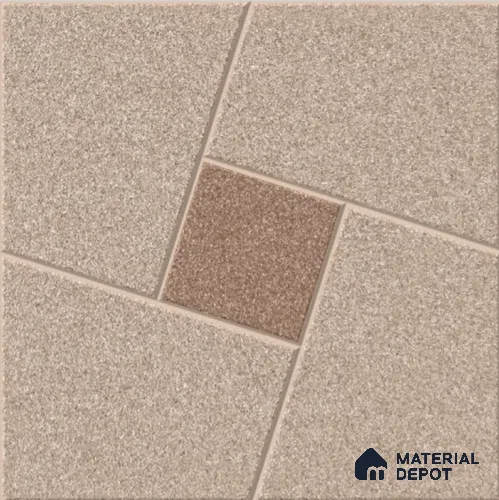 Brown Patterned  Tile TL 09069 C  Argon Sand 16 inch x 16 inch Vitrified Carving Matte Finish - 12 mm |  | Suitable for Parking, Terrace | Pattern Alignment May Vary | 2-3 mm Spacer is Mandatory