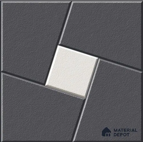 Black Patterned  Tile TL 09070 B  Flandes Nero 16 inch x 16 inch Vitrified Carving Matte Finish - 12 mm |  | Suitable for Parking, Terrace | Pattern Alignment May Vary | 2-3 mm Spacer is Mandatory