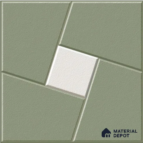 Green Patterned  Tile TL 09070 C  Flandes Kota 16 inch x 16 inch Vitrified Carving Matte Finish - 12 mm |  | Suitable for Parking, Terrace | Pattern Alignment May Vary | 2-3 mm Spacer is Mandatory