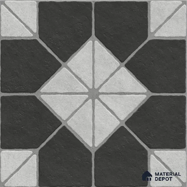Multi Colour Stone Tile TL 09071 C Blend Nero 16 inch x 16 inch Vitrified Carving Matte Finish - 12 mm | | Suitable for Parking, Terrace | Pattern Alignment May Vary | 2-3 mm Spacer is Mandatory