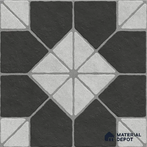 Multi Colour Stone Tile TL 09071 C Blend Nero 16 inch x 16 inch Vitrified Carving Matte Finish - 12 mm | | Suitable for Parking, Terrace | Pattern Alignment May Vary | 2-3 mm Spacer is Mandatory