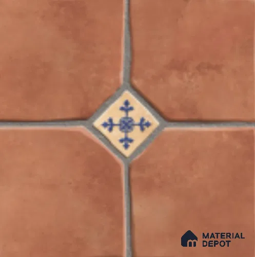 Brown Moroccan Tile TL 09075 C Flintstone Cotto 16 inch x 16 inch Vitrified Carving Matte Finish - 12 mm | Random 4 | Suitable for Parking, Terrace | Pattern Alignment May Vary | 2-3 mm Spacer is Mandatory
