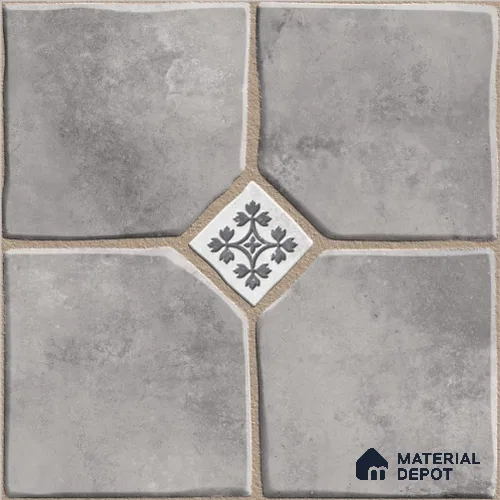 Grey Moroccan  Tile TL 09075  Flintstone Gris 16 inch x 16 inch Vitrified Carving Matte Finish - 12 mm |  | Suitable for Parking, Terrace | Pattern Alignment May Vary | 2-3 mm Spacer is Mandatory