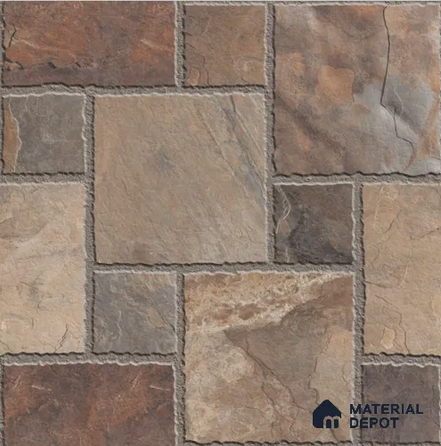 Multi Colour Patterned  Tile TL 09076 B  Pedra Natural 16 inch x 16 inch Vitrified Carving Matte Finish - 12 mm |  | Suitable for Parking, Terrace | Pattern Alignment May Vary | 2-3 mm Spacer is Mandatory