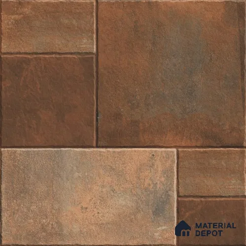 Brown Patterned  Tile TL 09078  Rossy Rust 16 inch x 16 inch Vitrified Carving Matte Finish - 12 mm |  | Suitable for Parking, Terrace | Pattern Alignment May Vary | 2-3 mm Spacer is Mandatory