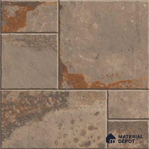 Grey Patterned  Tile TL 09079  Verona Natural 16 inch x 16 inch Vitrified Carving Matte Finish - 12 mm |  | Suitable for Parking, Terrace | Pattern Alignment May Vary | 2-3 mm Spacer is Mandatory
