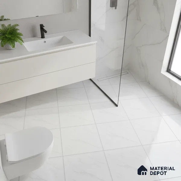 Marble Look Floor Tile TL 09081 | Matte Finish 12 x 12 inch Ceramic Tile - 7 mm | Suitable For Kitchen, Bathroom, Bedroom & Office