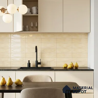 Yellow Faux Subway Wall Tile TL 09093 B  Eye Yellow 1 ft x 1 ft Ceramic Glossy Finish - 9 mm | Suitable for Highlighter Wall, Bathroom, Kitchen Wall & Backsplash | Please Expect a Slight Variation of Pattern